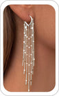Long Gold Tassel Dangle Earrings for Women. 14K Gold Plated Hypoallergenic Fringe Chain Drop