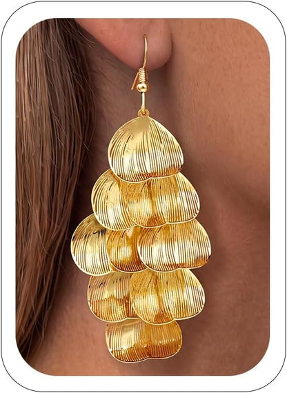 Long Gold Tassel Dangle Earrings for Women. 14K Gold Plated Hypoallergenic Fringe Chain Drop