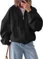 Women's Full Zip Up Hoodies Fleece Oversized Sweatshirts Grey